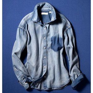 UNIQLO Chambray Button down Long Sleeve Shirt S Small